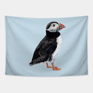 Puffin on a blue background Tapestry