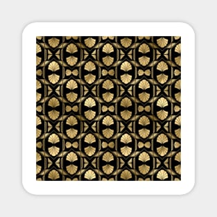 Scallop Shells in Black and Gold Art Deco Vintage Foil Pattern Magnet