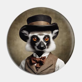 Victorian Lemur Portrait Artistic Gift Fashion Animal Style Pin