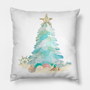 Coastal Seaglass Christmas Tree Pillow