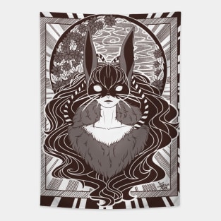 Moon Bunny Illustration Tapestry