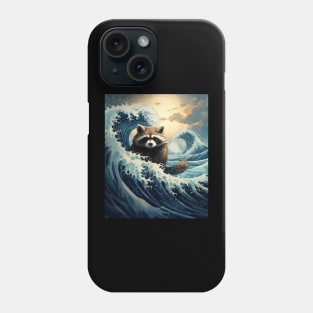 Japanese Raccoon Surfer Great Wave Off Kanagawa Phone Case