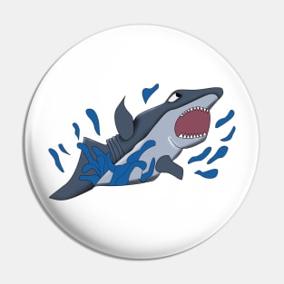 Cute Cartoon Animal Shark Surfing On A Wave Pin