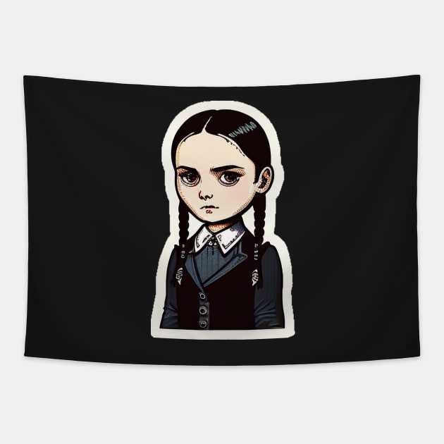 ADDAMS Family, Wednesday-inspired design, Tapestry by Buff Geeks Art