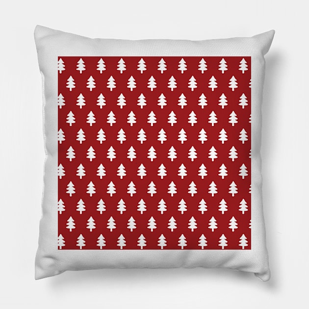 Hand drawn christmas red and white trees Pillow by bigmoments