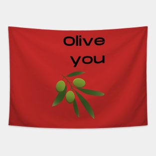 Olive Love Pun Tapestry