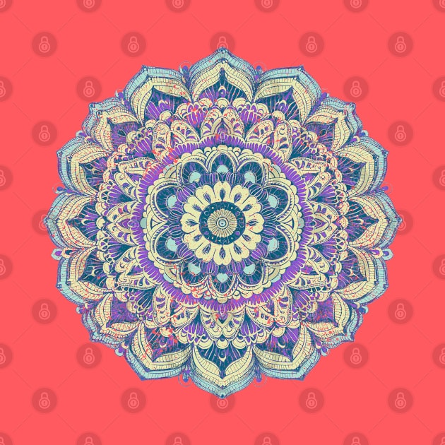 Mandala Pastel Purple Aqua Weathered / Distressed by Pine Hill Goods