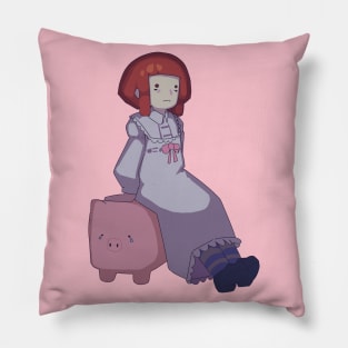 Girl on a pig Pillow