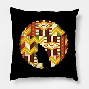 Afro Hair Woman with African Pattern, Black History Pillow