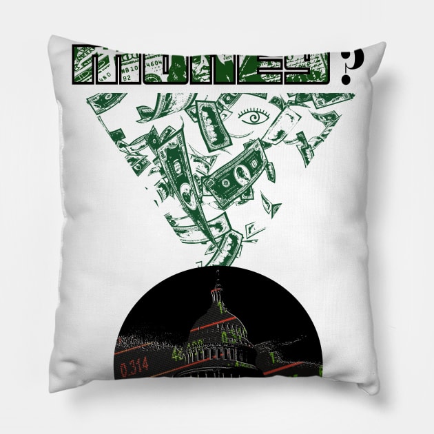 MONEY MORALS Front Pillow by Plutocraxy