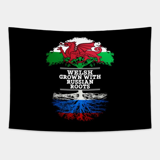 Welsh Grown With Russian Roots - Gift for Russian With Roots From Russia Tapestry by Country Flags