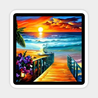 Sunset Beach Seaside Landscape Magnet