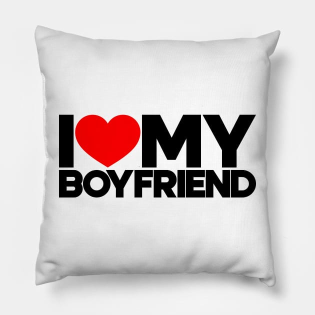 I Love My Boyfriend Red Hearts Love Couple Pillow by Luluca Shirts