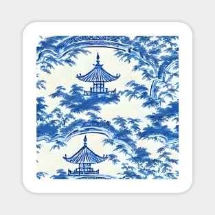 Blue and white chinoiserie landscape Magnet