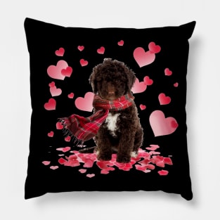 Spanish Water Dog Hearts Love Happy Valentine's Day Pillow