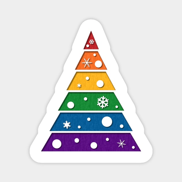 LGBT Rainbow Xmas Tree Magnet by LiveLoudGraphics