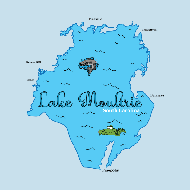 Lake Moultrie, SC Map by ACGraphics