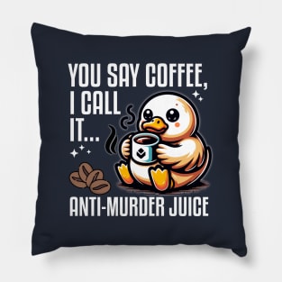 Caffeinated Duck: "You Say Coffee, I Call It... " | Funny Pillow