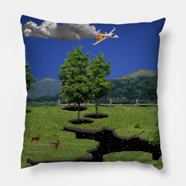 Attack From The Space Fabric Rip Pillow by dennye