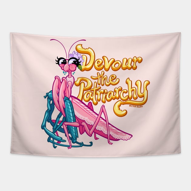 Praying Mantis ~ Devour the Patriarchy Tapestry by CTKR Studio