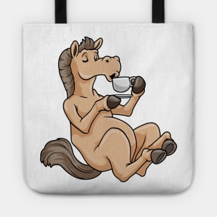 Horse with cup of coffee Tote