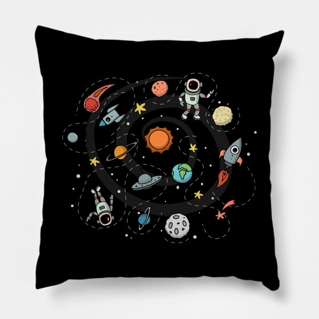 Outer space illustration Pillow by Mako Design 