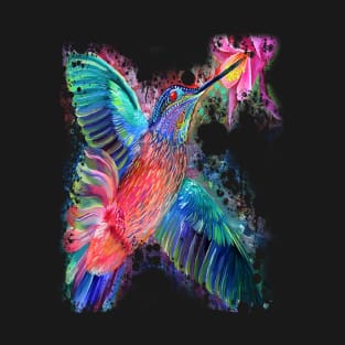 Colorful rainbow hummingbird watercolor art print T-Shirt