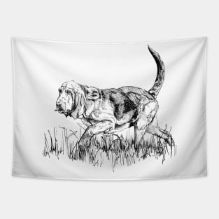 Bloodhound Ink Drawing Tapestry