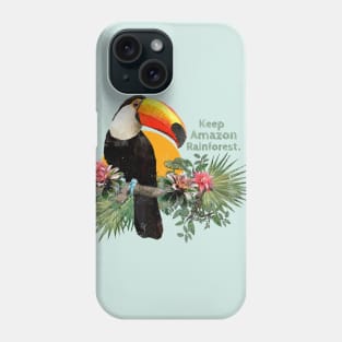 Polygonal art of toucan bird with keep amazon rainforest wording. Phone Case