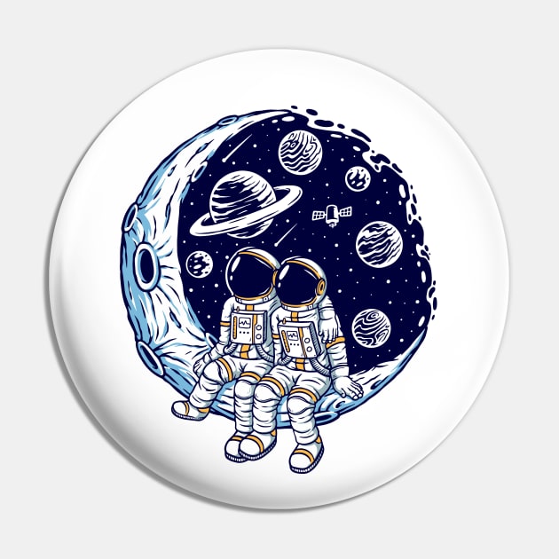 Romantic Couple Moon Illustration Pin by Mako Design 