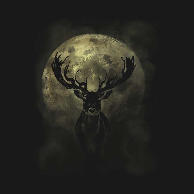 Deer and Moon - Nature Scenery by Area31Studios