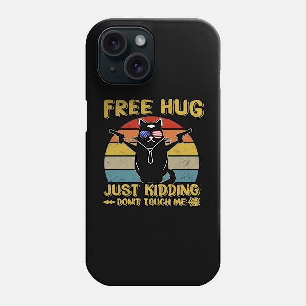 Cat Bandana Free Hug Just Kidding Don't Touch Me Vintage Sunset Phone Case by robertldavis892