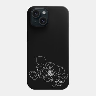 Apple blossom. line drawing. White and black. Phone Case