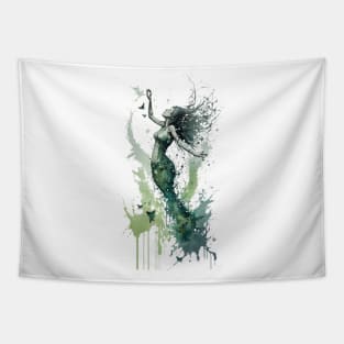 Mermaid Watercolor Splatter Tapestry