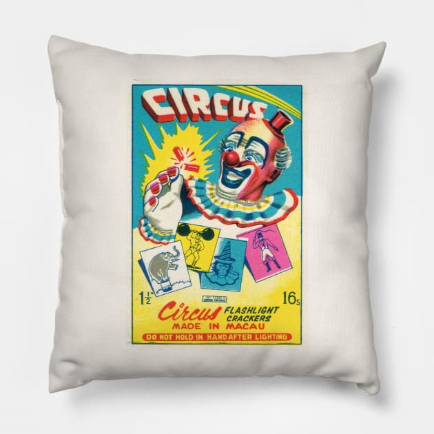 VINTAGE FIRECRACKER CIRCUS Pillow by kakeanbacot