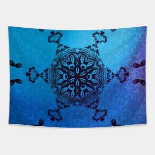 Hippie Blue Christmas Boho Snowflake Tapestry
