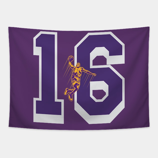 lukers number 16 Tapestry by Basketball-Number