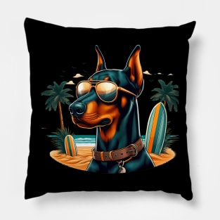 Funny Doberman with Sunglasses Pillow