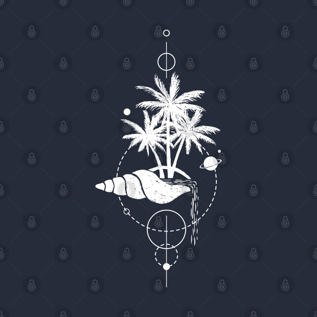 Geometric Planets and Palm Trees Ocean Design by RKP'sTees