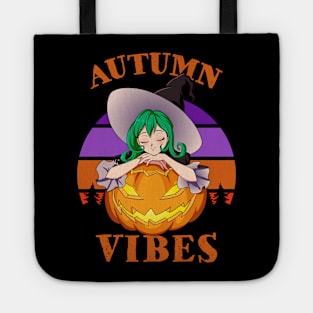 Autumn Vibes Halloween Pumpkin Fall Spooky Season Anime Witch Tote