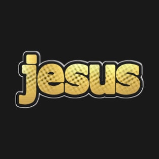 Shiny black and Gold JESUS word ver13 T-Shirt