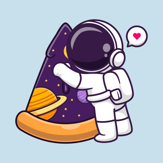 Cute Astronaut With Pizza Space Cartoon by Catalyst Labs