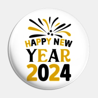 Happy New Year 2024 Groovy Pin