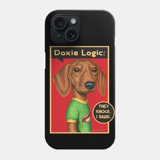 Cute Doxie Dog with green shirt on Dachshund Wearing Green Top Phone Case