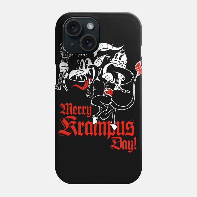 Happy Krampusnacht Krampus Old 30s Cartoon style Phone Case by Juandamurai