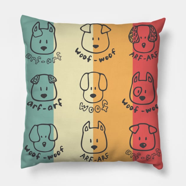 Dogs faces Pillow by SatyShop