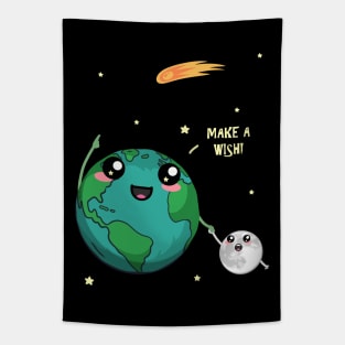 Earth And Moon Make A Wish Tapestry