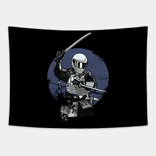 WHITE BIKER IN ACTION Tapestry