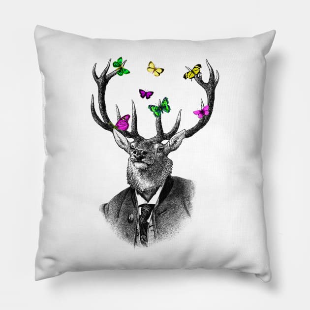 decorative deer portrait Pillow by ysmnlettering