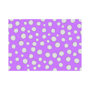 Volleyball Balls Seamless Pattern - Purple Background T-Shirt